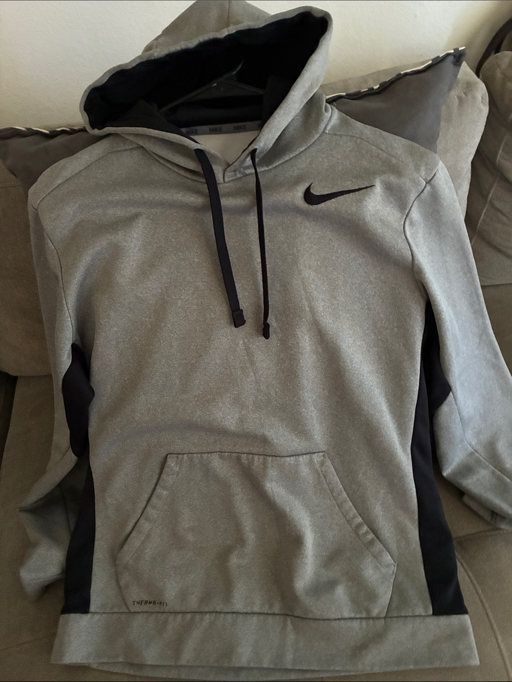 Nike Light Gray Hoodie with Black Accents